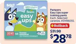 Walmart Pampers Easy Ups super training pants offer