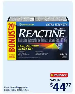 Walmart Reactine allergy relief offer