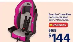 Walmart Evenflo Chase Plus booster car seat offer