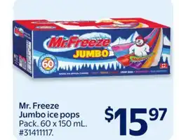 Walmart Mr. Freeze Jumbo ice pops offer
