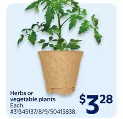 Walmart Herbs or vegetable plants offer