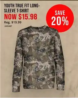 Cabela's YOUTH TRUE FIT LONG-SLEEVE T-SHIRT offer