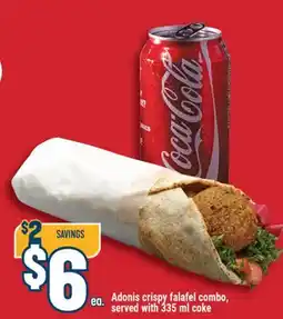 Marché Adonis Adonis crispy falafel combo, served with 335 ml coke offer