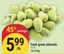 Marché Adonis fresh green almonds offer