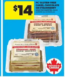 Real Canadian Superstore PC GLUTEN-FREE CAKES, CHOCOLATE OR STRAWBERRY offer