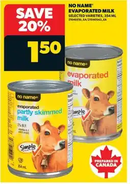 Real Canadian Superstore NO NAME EVAPORATED MILK offer