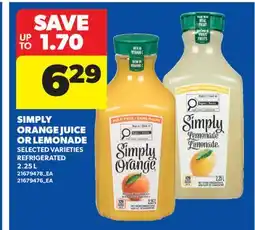 Real Canadian Superstore SIMPLY ORANGE JUICE OR LEMONADE offer
