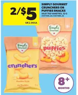 Real Canadian Superstore SIMPLY GOURMET CRUNCHERS OR PUFFIES SNACKS offer