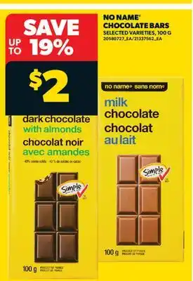 Real Canadian Superstore NO NAME CHOCOLATE BARS offer