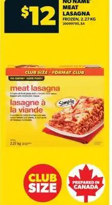 Real Canadian Superstore NO NAME MEAT LASAGNA offer