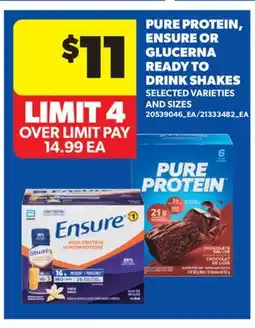 Real Canadian Superstore PURE PROTEIN, ENSURE OR GLUCERNA READY TO DRINK SHAKES offer