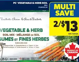 Real Canadian Superstore PC VEGETABLE & HERB SOIL offer
