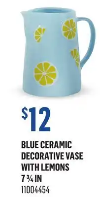 Canac Blue Ceramic Decorative Vase with Lemons offer