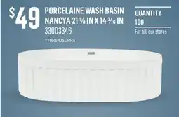 Canac PORCELAINE WASH BASIN NANCYA 21 5⁄8 IN X 14 3⁄16 IN offer