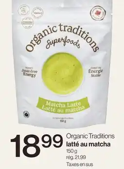 Avril Organic Traditions latté au matcha offer