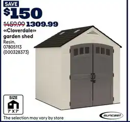 RONA Suncast Cloverdale garden shed offer