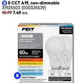 RONA All FEIT CCT LED bulbs 5 CCT A19, non-dimmable offer