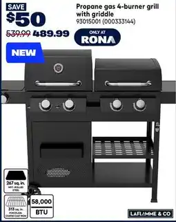 RONA Propane gas 4-burner grill with griddle offer
