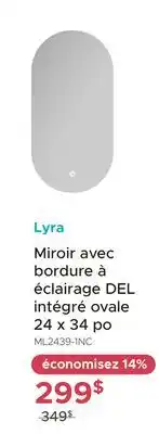 Bath Depot Miroir avec bordure à éclairage DEL intégré ovale 24 x 34 po Lyra offer