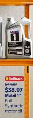 Walmart Mobil 1 Full Synthetic Motor Oil offer