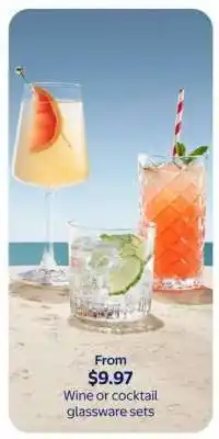 Walmart Wine or cocktail glassware sets offer