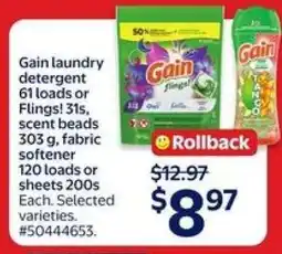 Walmart GAIN Laundry Detergent or Flings offer