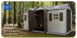Walmart Lifetime 15' x 8' outdoor storage shed offer