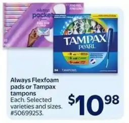 Walmart Always Flexfoam Pads or Tampax Tampons offer