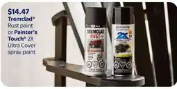 Walmart Tremclad Rust Paint or Painter’s Touch 2X Ultra Cover Spray Paint offer