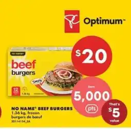 No Frills NO NAME BEEF BURGERS offer