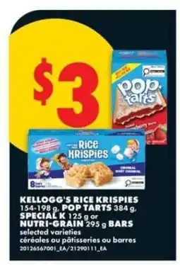 No Frills Kellogg's Rice Krispies, Pop Tarts, Special K, Nutri-Grain Bars offer