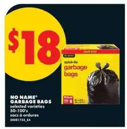 No Frills NO NAME GARBAGE BAGS offer