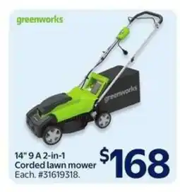 Walmart Greenworks 14 9 A 2-in-1 Corded Lawn Mower offer