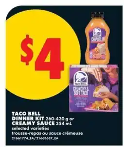 No Frills TACO BELL DINNER KIT or CREAMY SAUCE offer