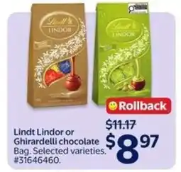 Walmart Lindt Lindor or Ghirardelli Chocolate Bag offer
