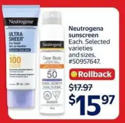 Walmart Neutrogena Sunscreen offer