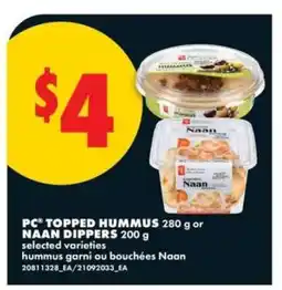 No Frills PC Topped Hummus or Naan Dippers offer
