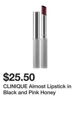 Sephora CLINIQUE Almost Lipstick in Black and Pink Honey offer