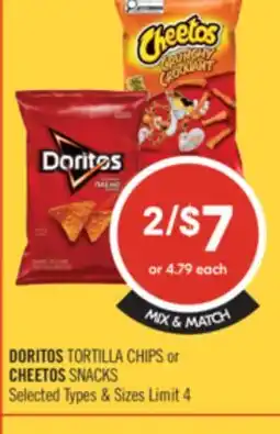 Shoppers Drug Mart DORITOS TORTILLAS CHIPS or CHEETOS SNACKS offer