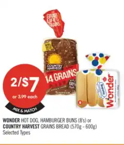 Shoppers Drug Mart WONDER HOT DOG, HAMBURGER BUNS (8's) or COUNTRY HARVEST GRAINS BREAD (570g - 600g) offer