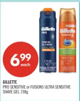 Shoppers Drug Mart GILLETTE PRO SENSITIVE or FUSION5 ULTRA SENSITIVE SHAVE GEL offer