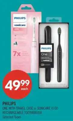 Shoppers Drug Mart PHILIPS ONE WITH TRAVEL CASE or SONICARE 4100 RECHARGEABLE TOOTHBRUSH offer