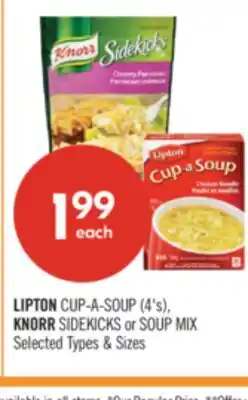 Shoppers Drug Mart LIPTON CUP-A-SOUP (4's), KNORR SIDEKICKS or SOUP MIX offer