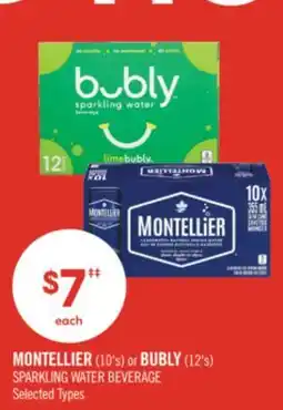 Shoppers Drug Mart MONTELLIER (10's) or BUBLY (12's) SPARKLING WATER BEVERAGE offer
