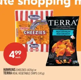 Shoppers Drug Mart HAWKINS CHEEZIES (420g) or TERRA REAL VEGETABLE CHIPS (141g) offer