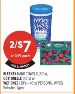 Shoppers Drug Mart KLEENEX HAND TOWELS (60's), COTTONELLE (42's) or WET ONES (28's or 40's) PERSONAL WIPES offer