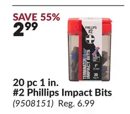 Princess Auto 20 pc 1 in. #2 Phillips Impact Bits offer