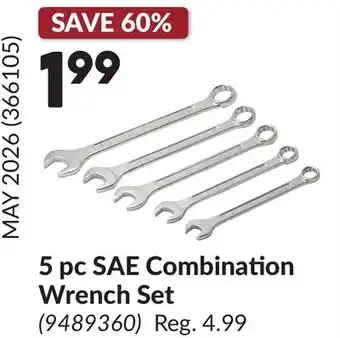 Princess Auto 5 pc SAE Combination Wrench Set offer