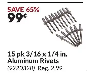 Princess Auto 15 pk 3/16 x 1/4 in. Aluminum Rivets offer