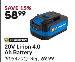 Princess Auto 20V Li-ion 4.0 Ah Battery offer